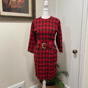 Vintage 80’s Red Tartan Dress by the Princeton Club
